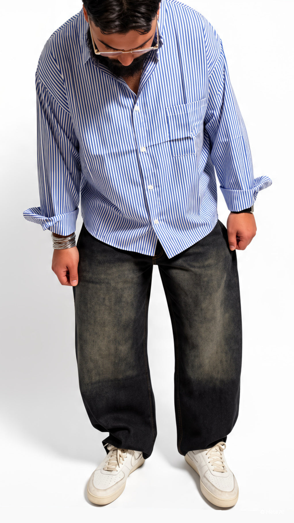 CAMICIA STRIPED — BLUE/PINK