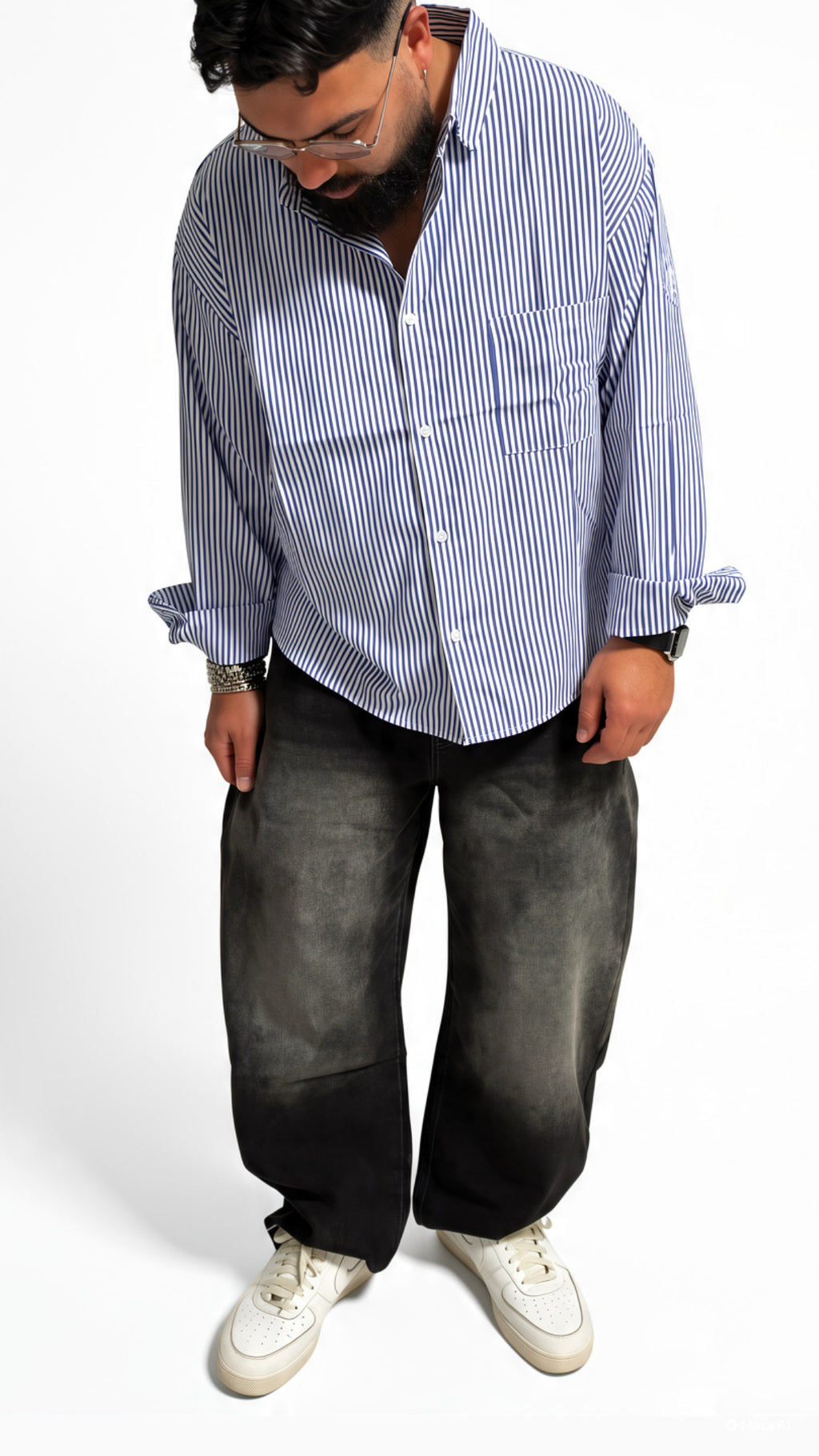 CAMICIA STRIPED — BLUE/PINK
